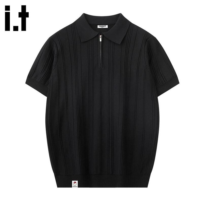 Men s :CHOCOOLATEit Old Money Style Half-Zip Knit Polo Shirt L