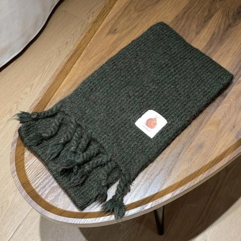 Scarf for Women Wool Soft Knitted Thick Wool Student Winter Warm Snail Mark Blue Braid Tassel Scarf for Men
