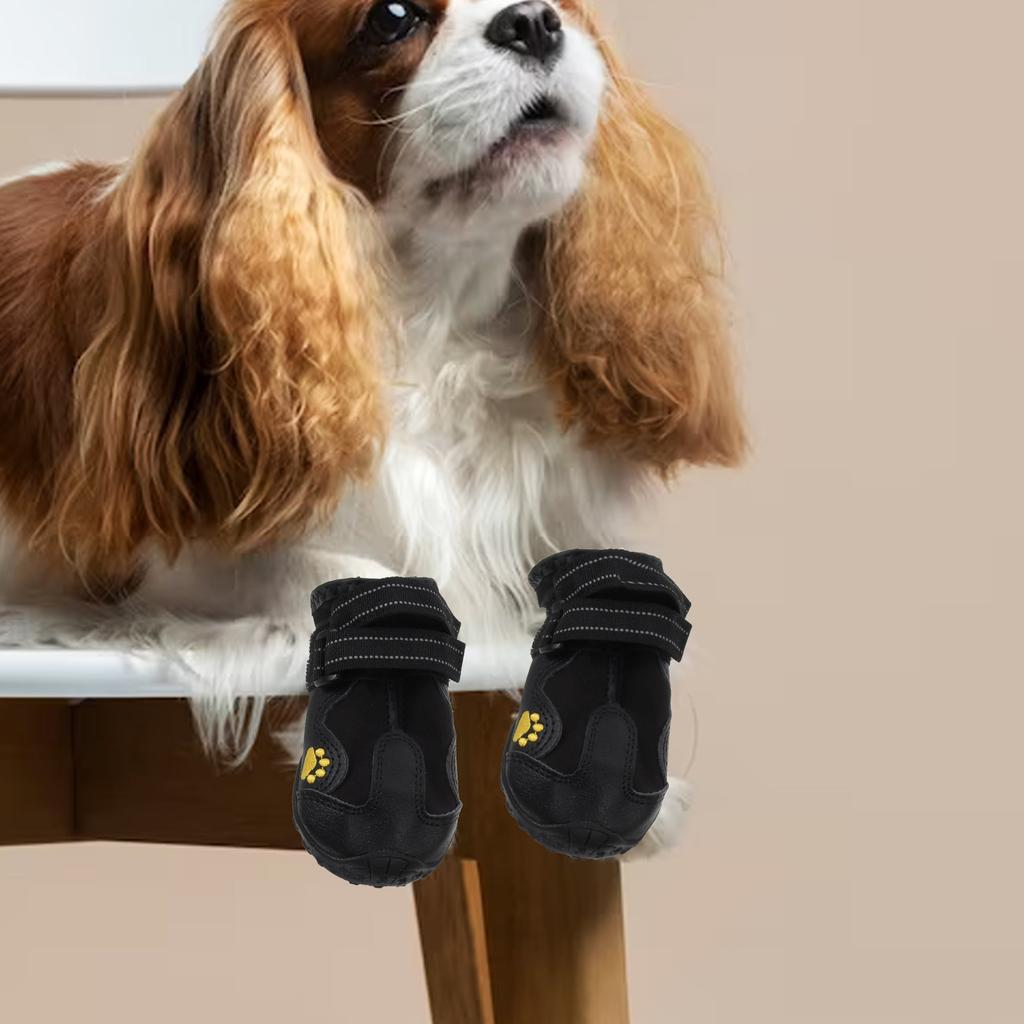 4Pcs Waterproof Snow Boots Winter Pet Dog Shoes Casual Anti-Slip Warm Puppy Boots Black Size 4 Outdoor Pet Dog Shoes