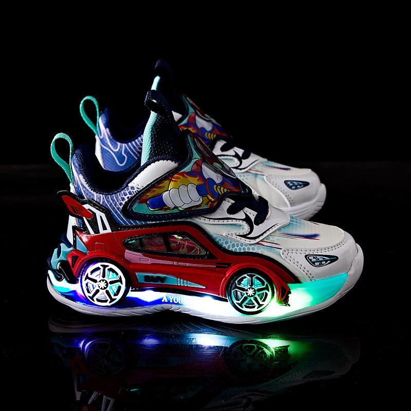 Ultraman Boys' Fleece-Lined Winter 2025 Cotton Running Shoes with Lights