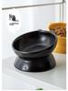 Double-Eared Slanted Ceramic Cat Bowl - Matte Glaze, Anti-Black Chin, Cervical Spine Support, Cute Design