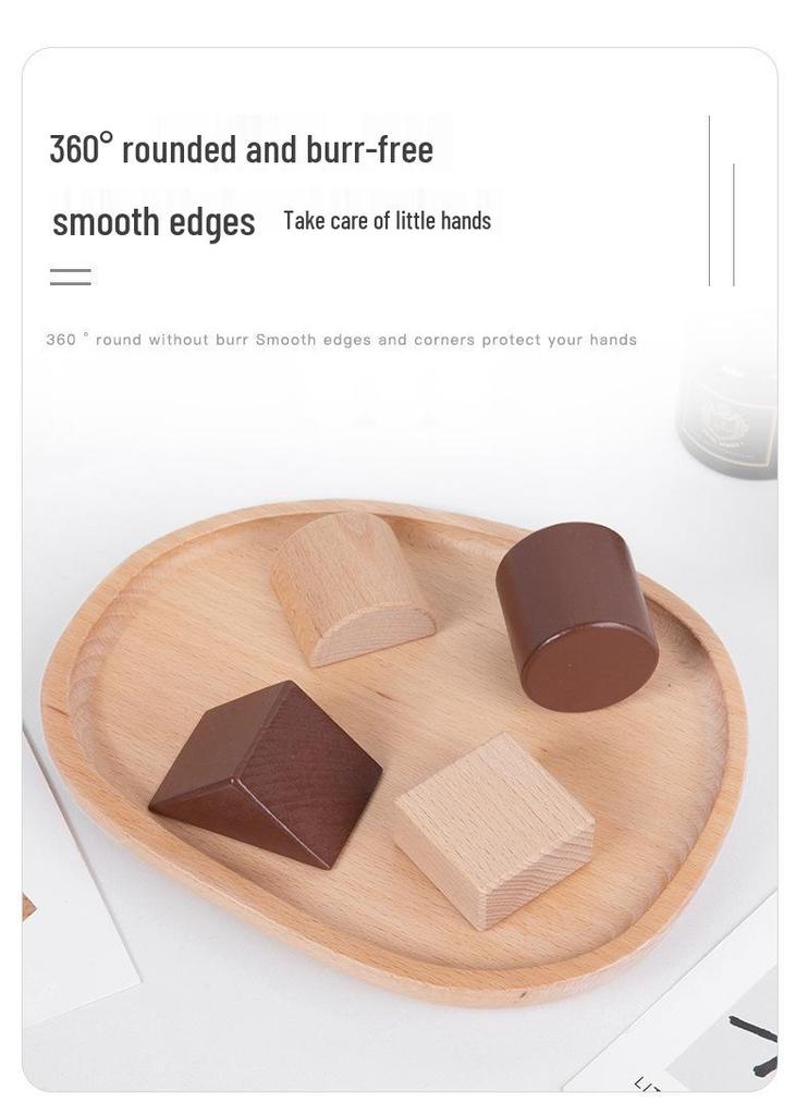 Large Raw Wood Building Blocks for Early Education and Cognitive Development - Red Sandalwood & Beech - Ideal for Kindergarten