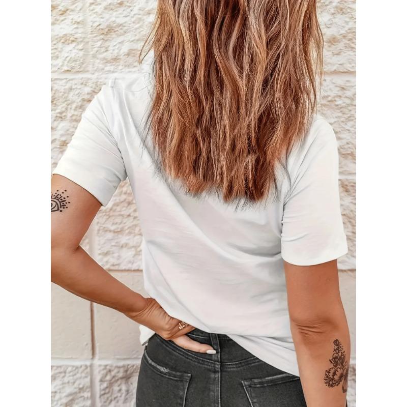 Summer Round Neck Crown Letter "Queen" Printed Top Fashionable Casual Pure Cotton Short Sleeved Women's T-shirts