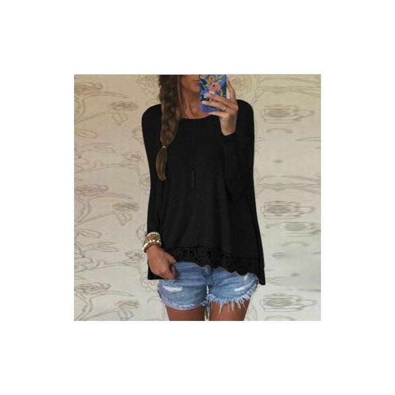 

Удобная женская блузка с длинными рукавами с женственным кружевом из прочного хлопкового материала Tag XL