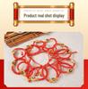 Peach Wood Carved Zodiac Bead Bracelet with Red String