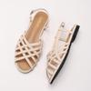 Women's Flat Sandals Roman Woven Sandals Women's Summer Flat Soled Soft Soled French Fashion Low Heeled Hollow Fish Mouth Shoes
