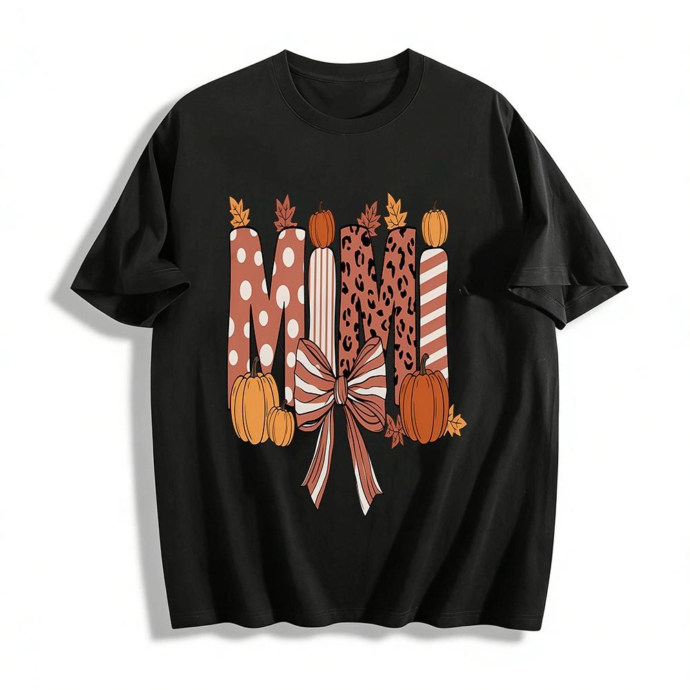 

Autumn Pumpkin Leopard Print MUMI Casual Top Pure cotton T-shirt XXS