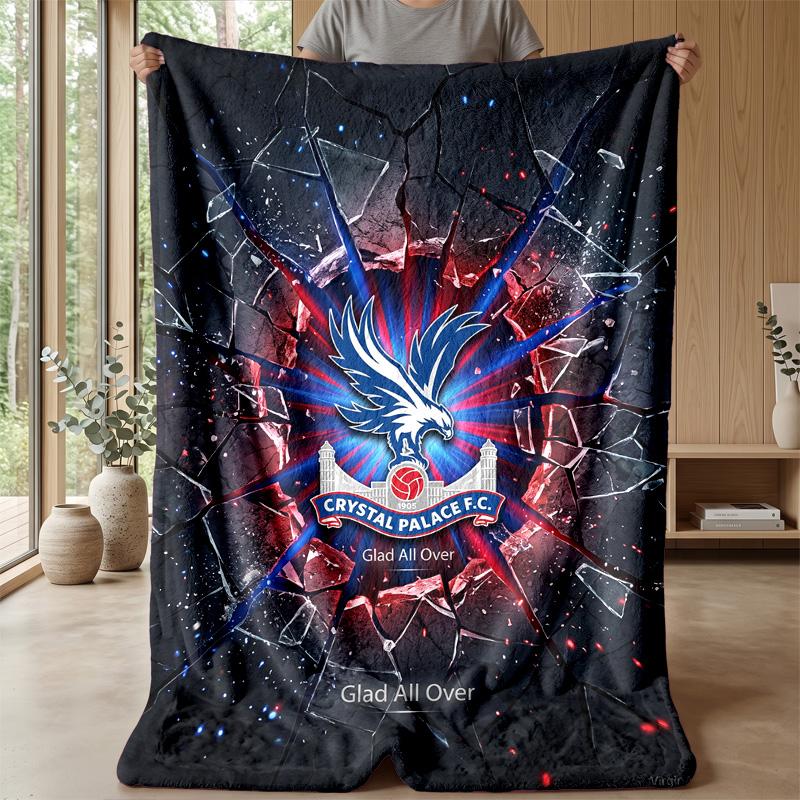 Couverture Flottante en Flanelle Imprimée Football Crystal Palace, Couverture Jetée Douce Chaude Légère pour Canapé Lit Camping