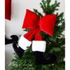 Christmas Decorative Boot Wall Hanging, Red Velvet Bow With Black Boots, Holiday Home Decor, Indoor Christmas Tree Ornaments