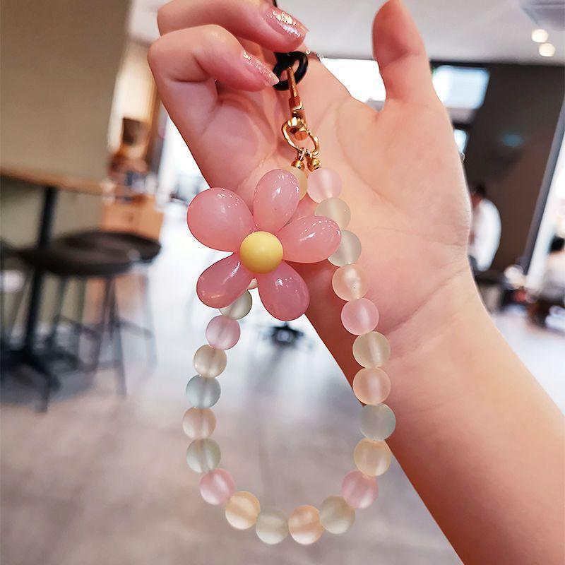 Anti Loss Mobile Phone Chain Hanging Strap Short Beaded Bracelet Lanyard Keychain Women Girls Cellphone Cord Jewelry Accessories