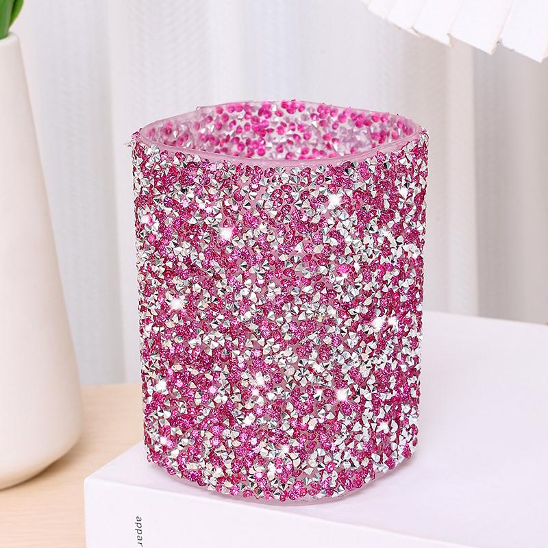 

Fashion Women Sparkling Makeup Brush Bucket Cosmetic Storage Pen Box Makeup Brush Container Home Storage Box рожевий червоний колір