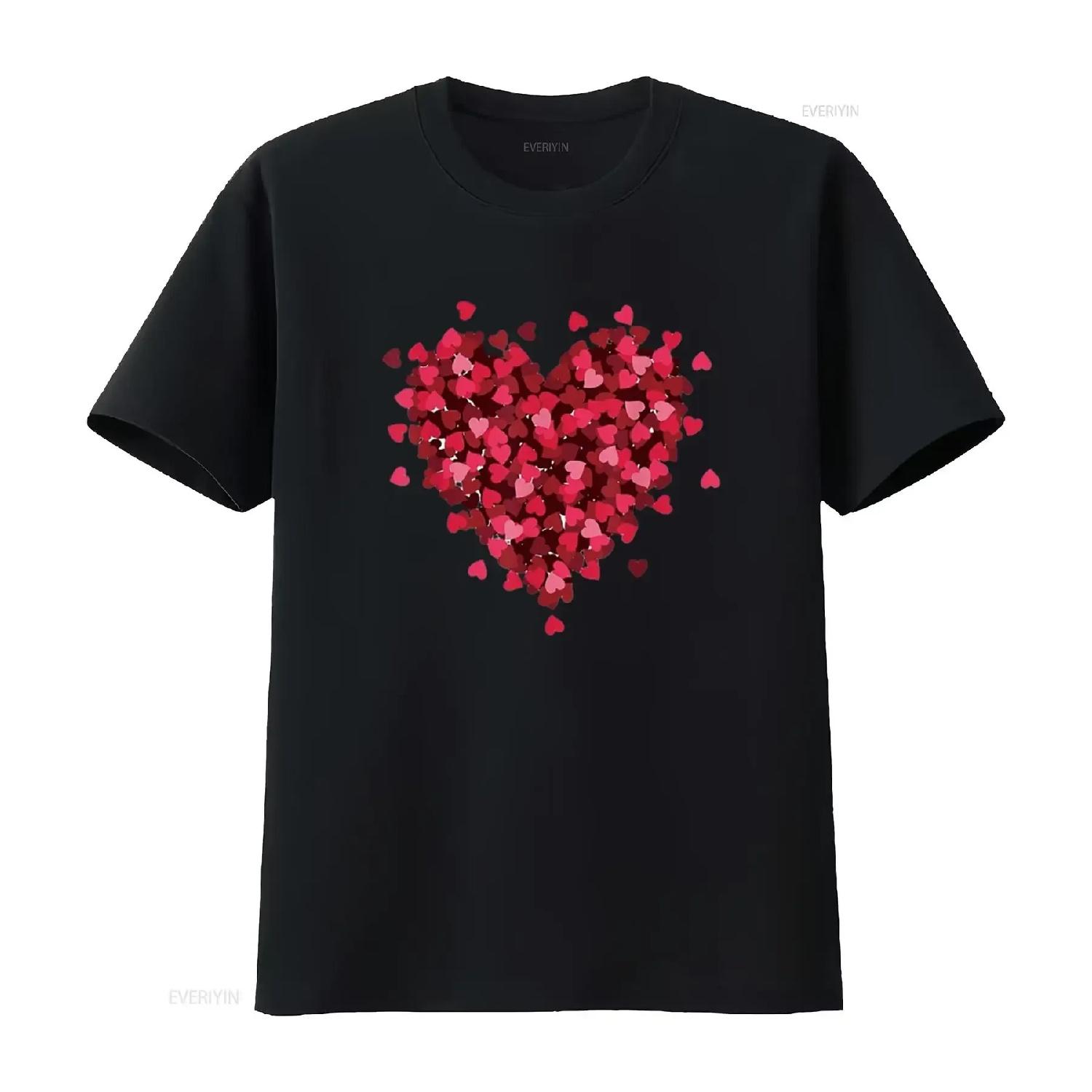 

Hearts Women Girls Valentine s Day Heart Cute T Shirt White Medium vintage Washed Stylish Top For Everyday Wear Versatile Soft S чёрный