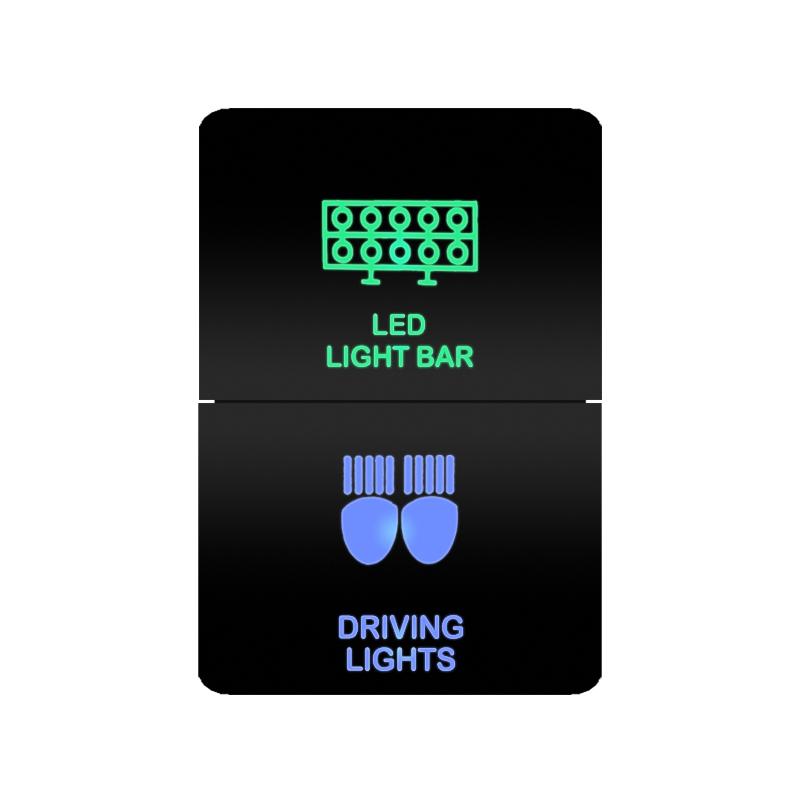 12V Green Blue Light Dual Button Switch ON OFF /Momentary Push Switch For Toyota 4Runner FJ Cruiser Landcruiser Camry RAV4 Prado Relays 5