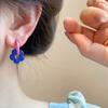 1pair Dopamine Flower Earrings Gold Color Circle Hoop Earrings Sweet Fashion Jewelry  Gift