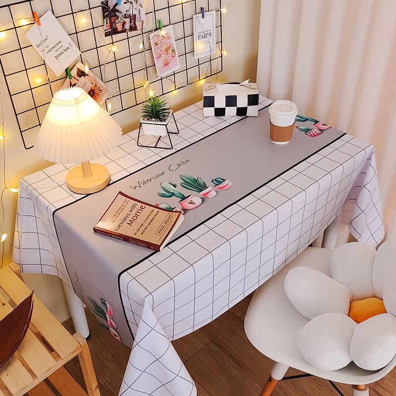 Tablecloth Waterproof And Oil-Proof Leave-In Fabric Desk Rectangular Dining Table Cloth Pvc Coffee Table Table Mat Tablecloth