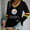 2024 Women's V-Neck NFL Team Long Sleeve T-Shirt with 3D Print Design