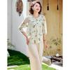 Pasite Women's Summer Floral Print 7-Sleeve Blouse & Pants Set