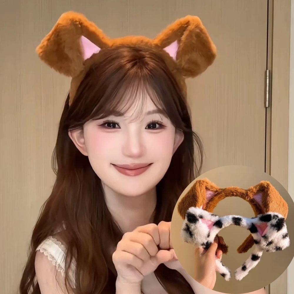 Spotted Dogs Folded Ear Hairband Cute Cosplay Headwear Cartoon Puppy Dog Hair Accessories Headbands For Women Festival Gifts