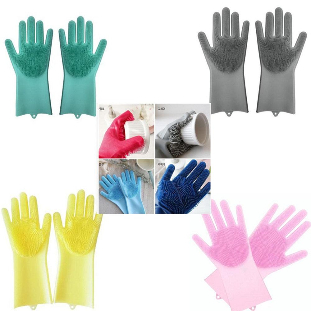 Magic Silicone Rubber Dish Washing Gloves Eco-Friendly Scrubber Cleaning Sponge