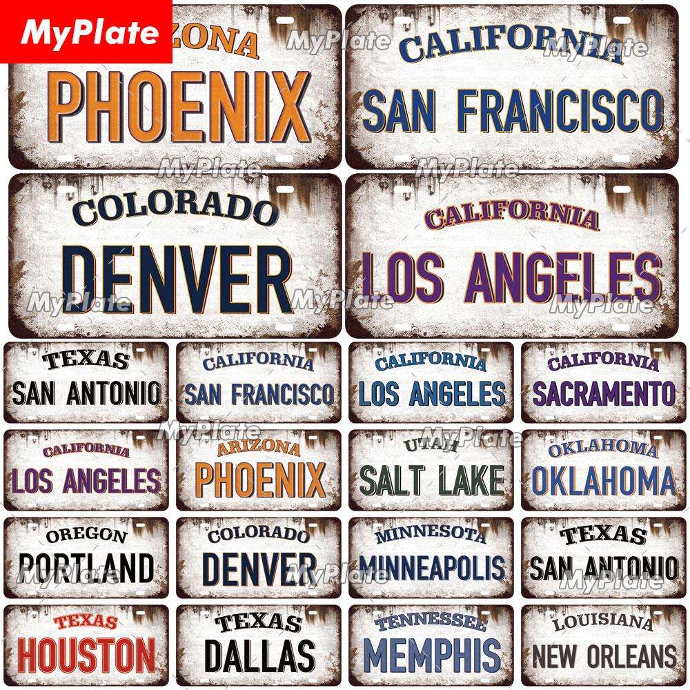 

[MyPlate] Винтаж США Западные города Лицензионная пластина Металлическая вывеска Оловянная вывеска Плакат Доска Декор Бар Паб Клуб Домашнее украшение стены Искусство