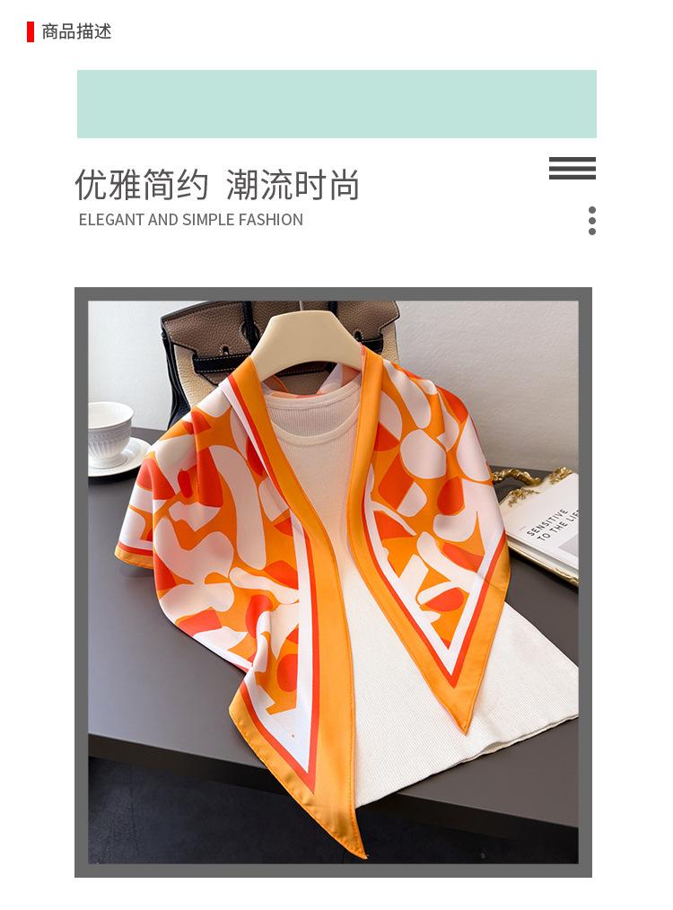 Retro Contrast Triangle Scarf Simulation Silk Printing Sunscreen Shawl Waist Scarf Silk Scarf Scarf Headscarf Women
