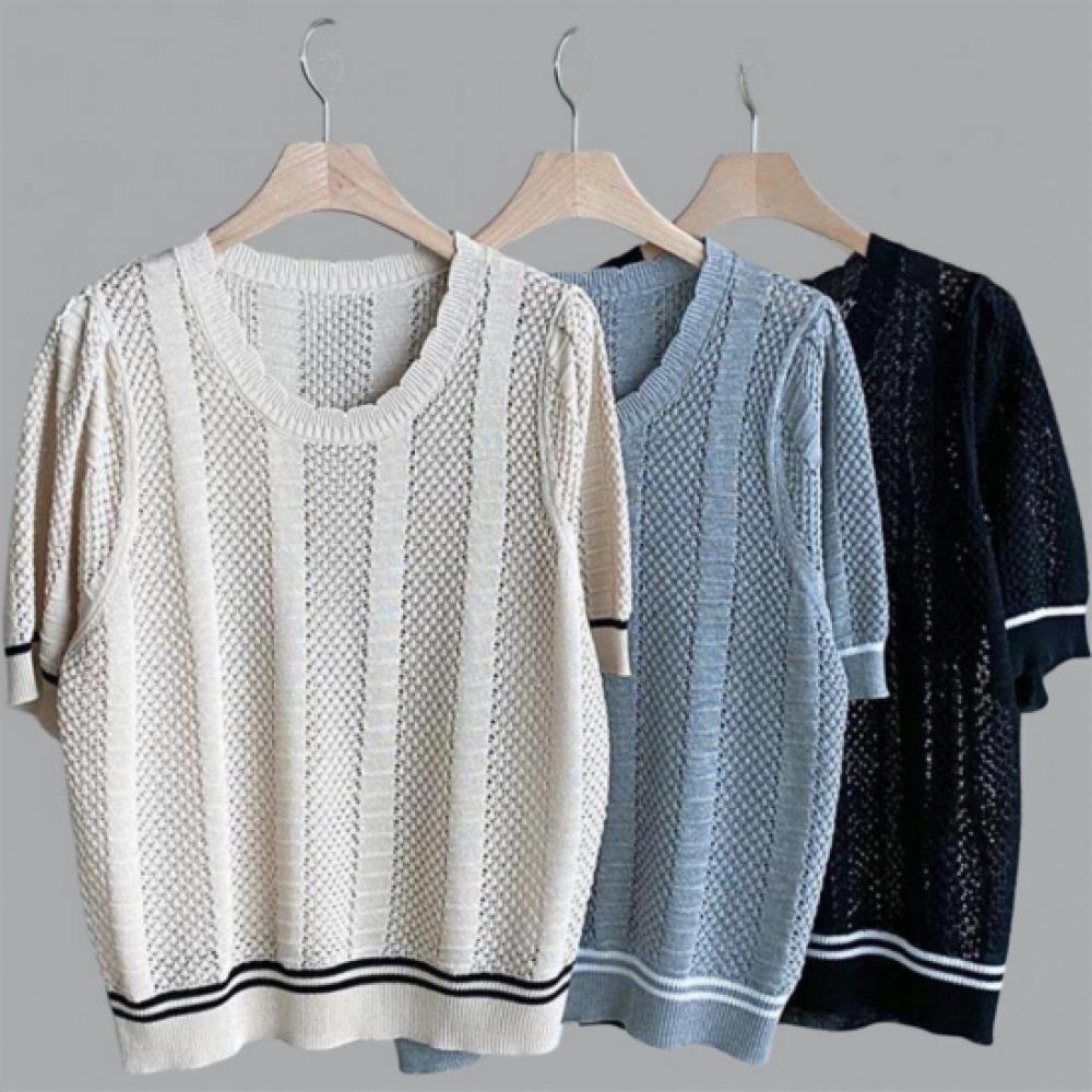 New ArrivalS Open Run Women S viScoSe Punching deSign contraSt Round Neck Short