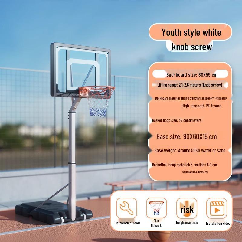 Adjustable Height Basketball Hoop for Indoor/Outdoor Play - Suitable for Adults, Teens, and Kids.