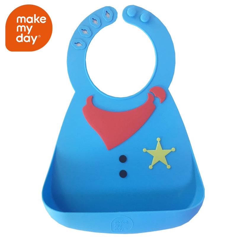 Силиконовый 3D непромокаемый детский слюнявчик Make My Day