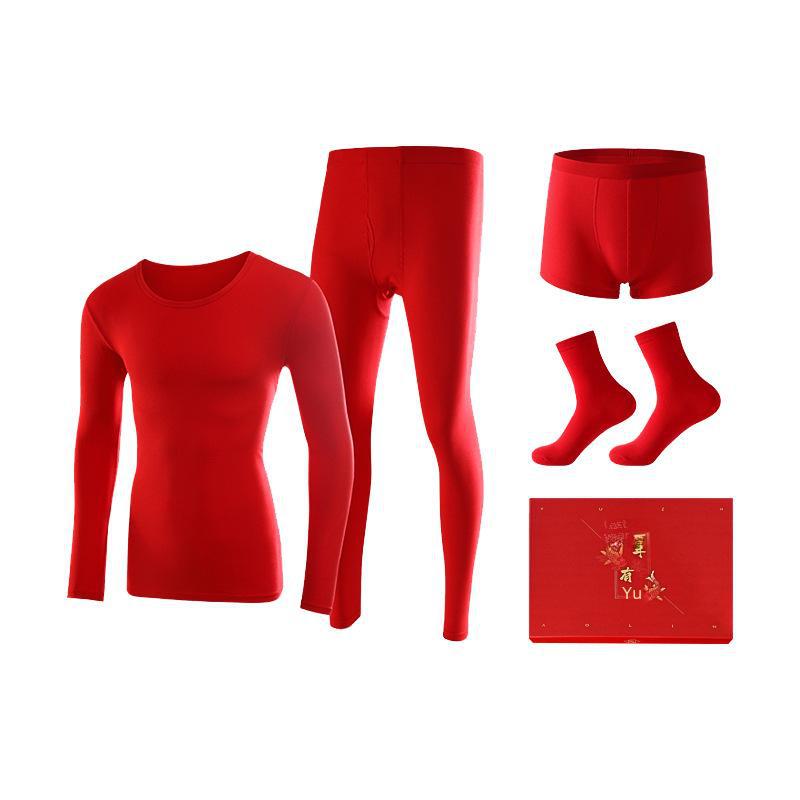 Damen Zodiac Jahr Rotes Antibakterielles Thermounterwäsche-Set - Jahr der Schlange Reine Baumwolle Hochzeits-Schicht