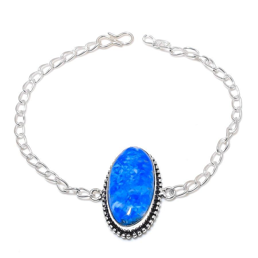 

Браслет ручной работы из стерлингового серебра 925 пробы с натуральным драгоценным камнем лазурит 7-8 дюймов L1U85