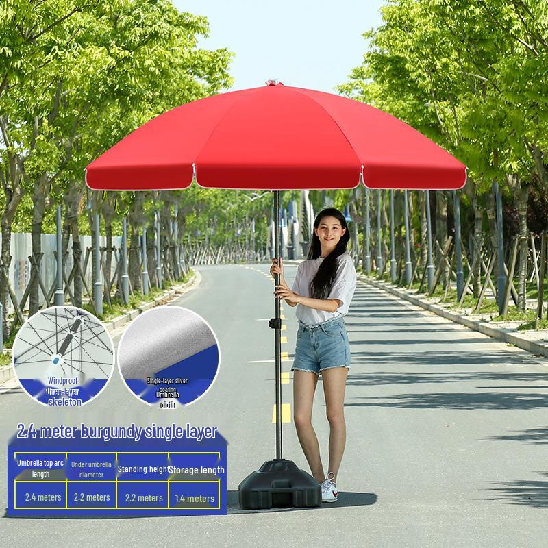Großer Outdoor-Gewerbeschirm mit Doppelrippen - Sonnenschirm für Sonne, Werbung und Standnutzung