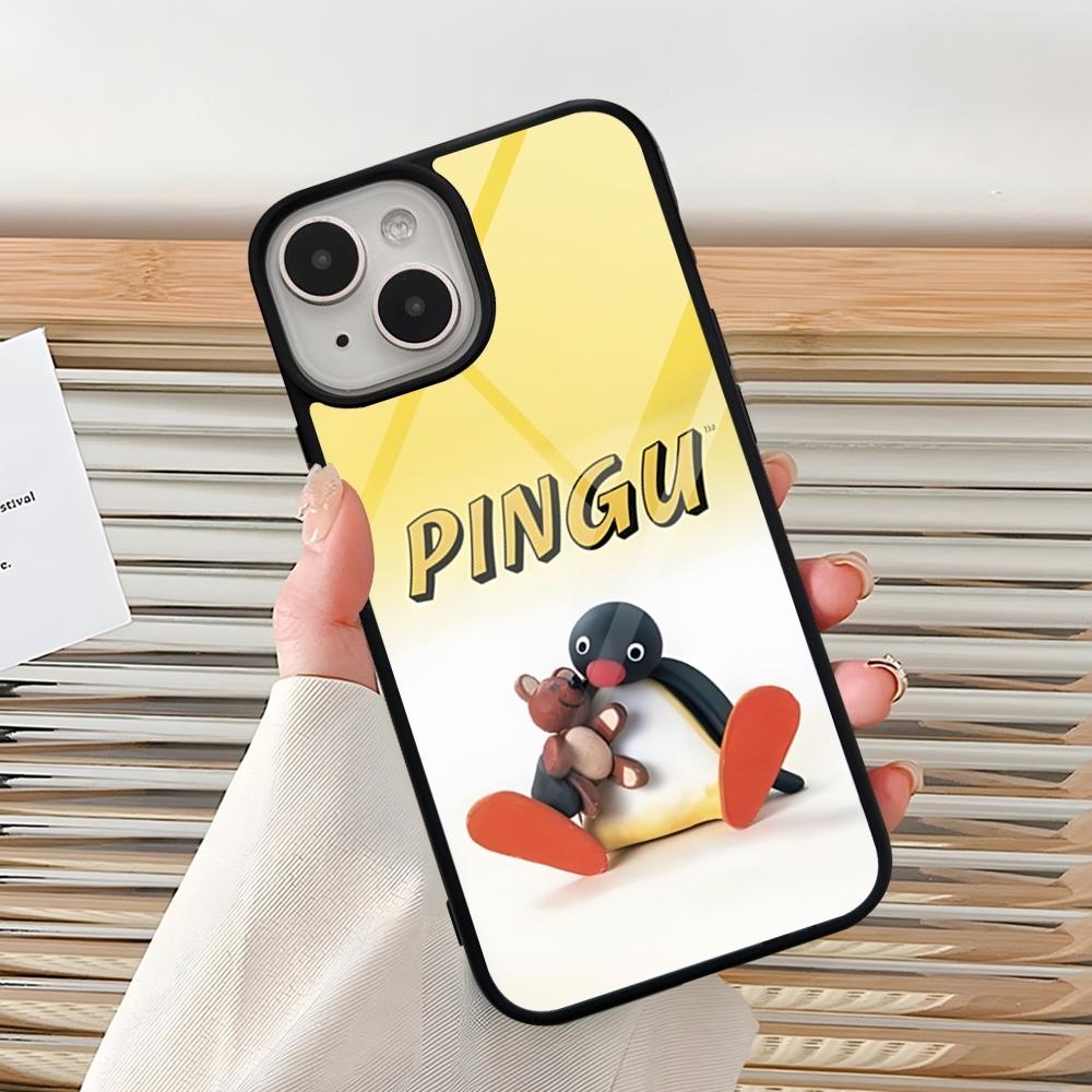 Cartoon Pingu Penguin Phone Case For Iphone 16 Pro 15 Pro Max 14 12 11 13 Mini 8 7 Plus X Xs XR PC+TPU Design Cover
