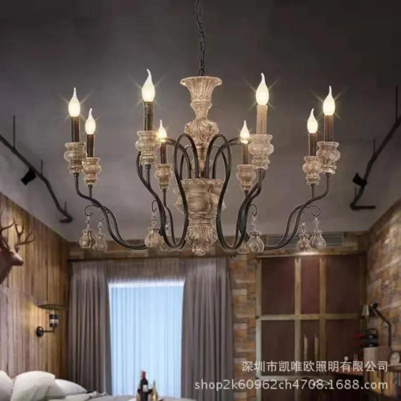 Vintage Black Resin Chandelier Wrought Iron Home Lighting Fixtures For Living Room Lndustrial Metal Rustic Pendant Lamp Modern