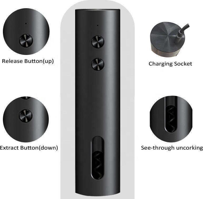 New Premium Rechargeable Automatic Electric Wine Corkscrew Bottle Opener with Foil Cutter & Charging Base