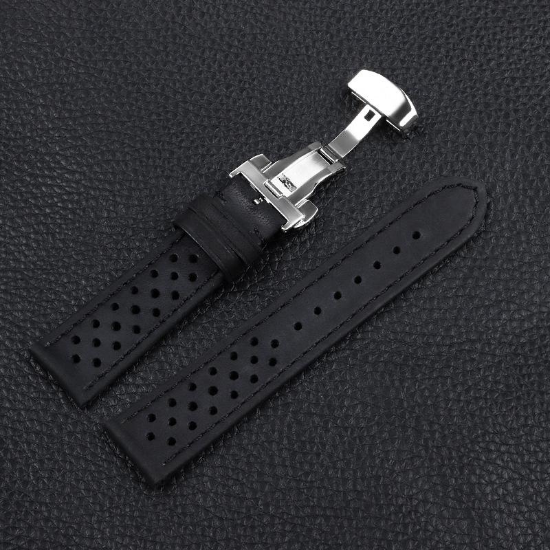 Breathable Genuine Leather Watchbands Women Men 5 Colors Strap 20mm 22mm 24mm Smart Watch Band Deployment Clasp