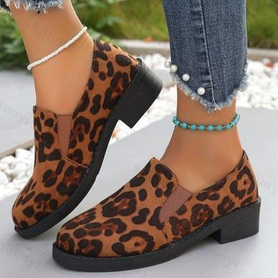 Ballerine alla moda Mocassini leopardati Scarpe da donna Sneakers in camoscio Scarpe da passeggio comode da donna Scarpe singole accoglienti per donna Zapatos De Mujer