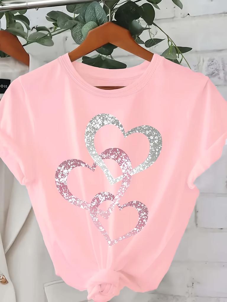 Soft T Shirt Women Heart Lip Graphic Tee Casual Short Sleeve O-neck Summer Tshirt Plus Size Streetwear Daily Basic Tops T Shirts
