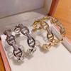 Korean Hollow Pig Nose Gold-Plated Luxury Earrings for Women - Modern Cold Tone Style