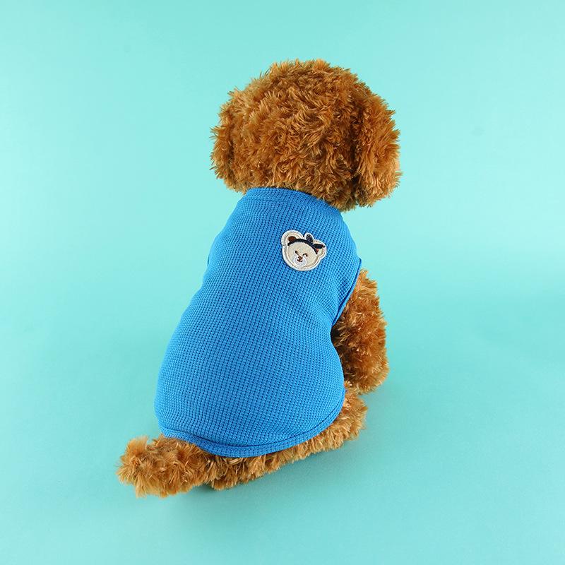 

Spring and summer new pet cat and dog clothes waffle pet vest small and medium-sized dog teddy bear dog clothing XS темно-синий