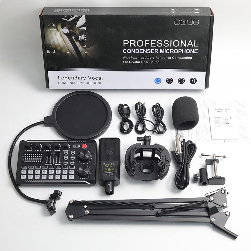 LGT240 Condenser Microphone with F998 & V8S Sound Cards for Live Streaming & Recording