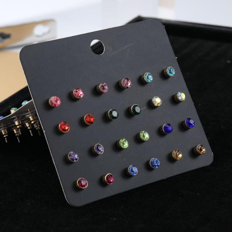 Wind paper card stud earrings niche diamond earrings versatile combination card jewelry set female pearl