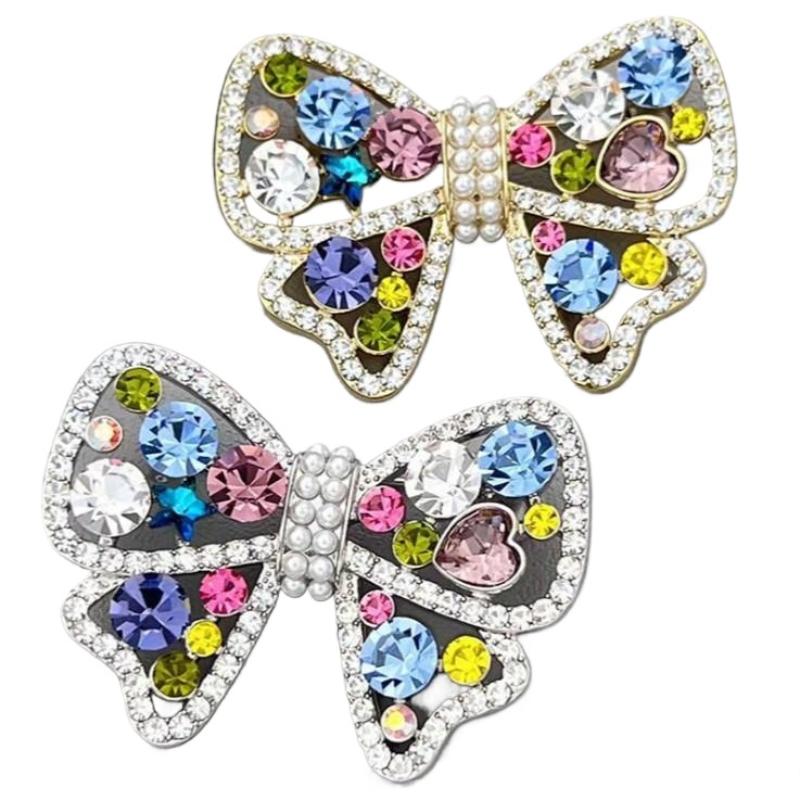 [HS][LA]1Pc Fashion Sparkling Colorful Rhinestones Bow Brooches For Women Clothing Coat Jewelry Accessories