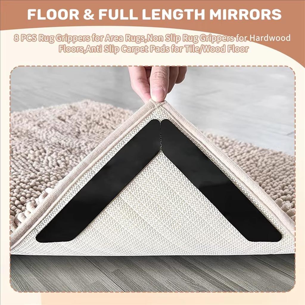 -8 PCS Rug Grippers For Area Rugs,Non Rug Grippers For Hardwood Floors, Carpet Pads For Tile/Wood Floor