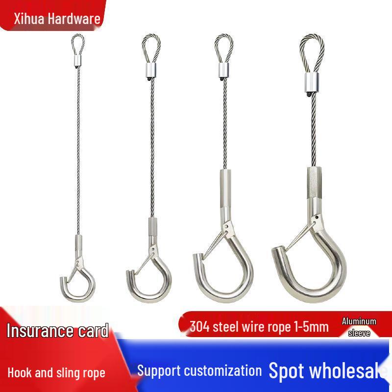 Steel Wire Safety Rope with Aluminum Sleeve and Suspension Hook 0.5m*1.5mm Rope + Aluminum Sleeve + M4 Hook