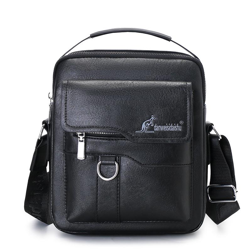 

Мужская модная многофункциональная сумка через плечо из натуральной кожи чёрный