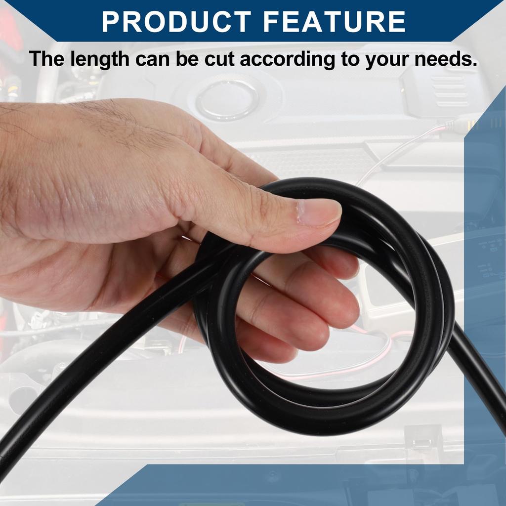 Hihaha Silicone Vacuum Tube Hose for Automobile Vacuum Line High Temperature 5.5ft 1/8" 3.0mm Inner Diameter 3.5mm Thickness 1pc Black