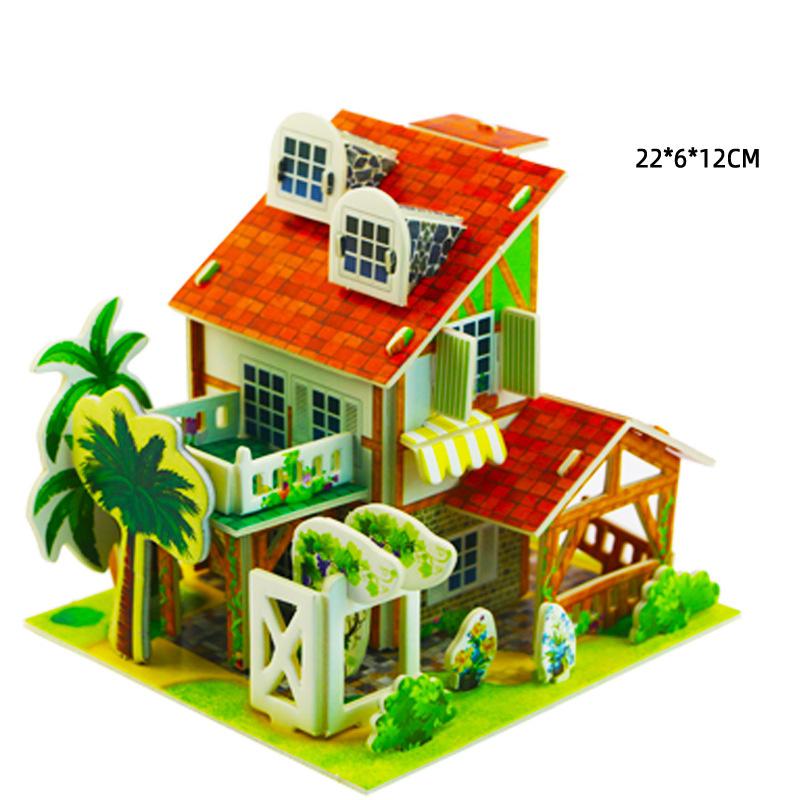 Villa House Castle Building Model 3D Cardboard Puzzle Jigsaw Toys Children's Interest Educational Toys Kids Gift