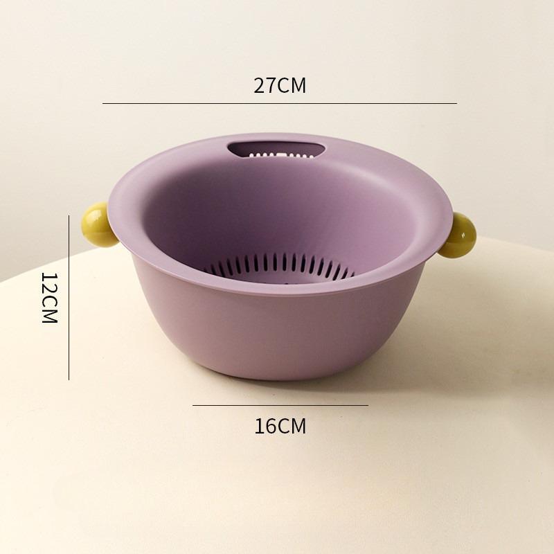 Kitchen Fruit Tray Removable Double Layer Fruit and Vegetable Basin Draining Basket Creative Household Washing Basket