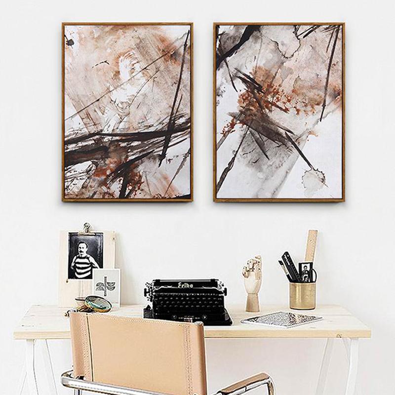 Abstraktní Splash Orange Slavný barevný tisk a plakát pro vchod do obývacího pokoje Severský styl Akvarel Nástěnná malba na plátno