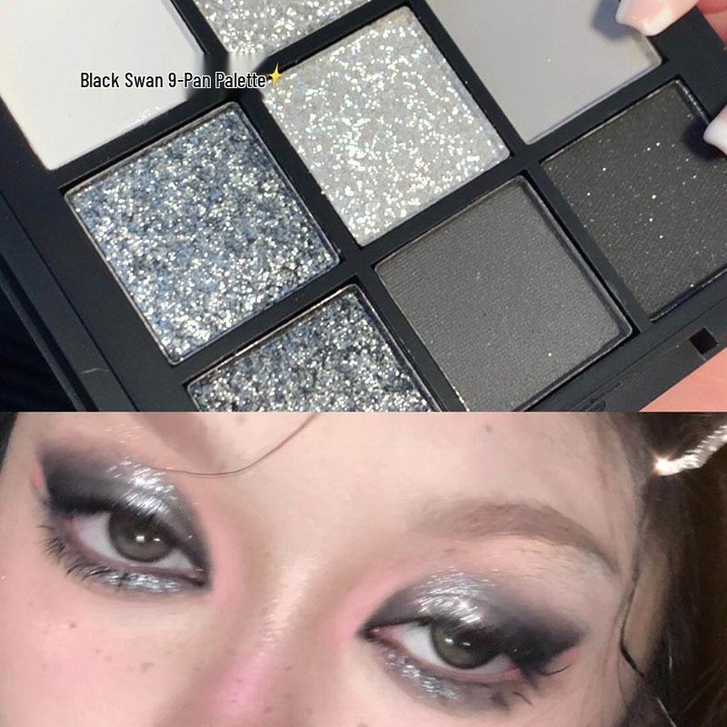 Cold Sweet Nine-Color Punk Eyeshadow Palette: Grayscale & Metallic Shimmer for Smoky European & American Makeup